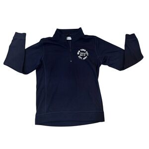 Comfort Authentic dark blue long sleeved navy blue pullover, quarter zip, L.